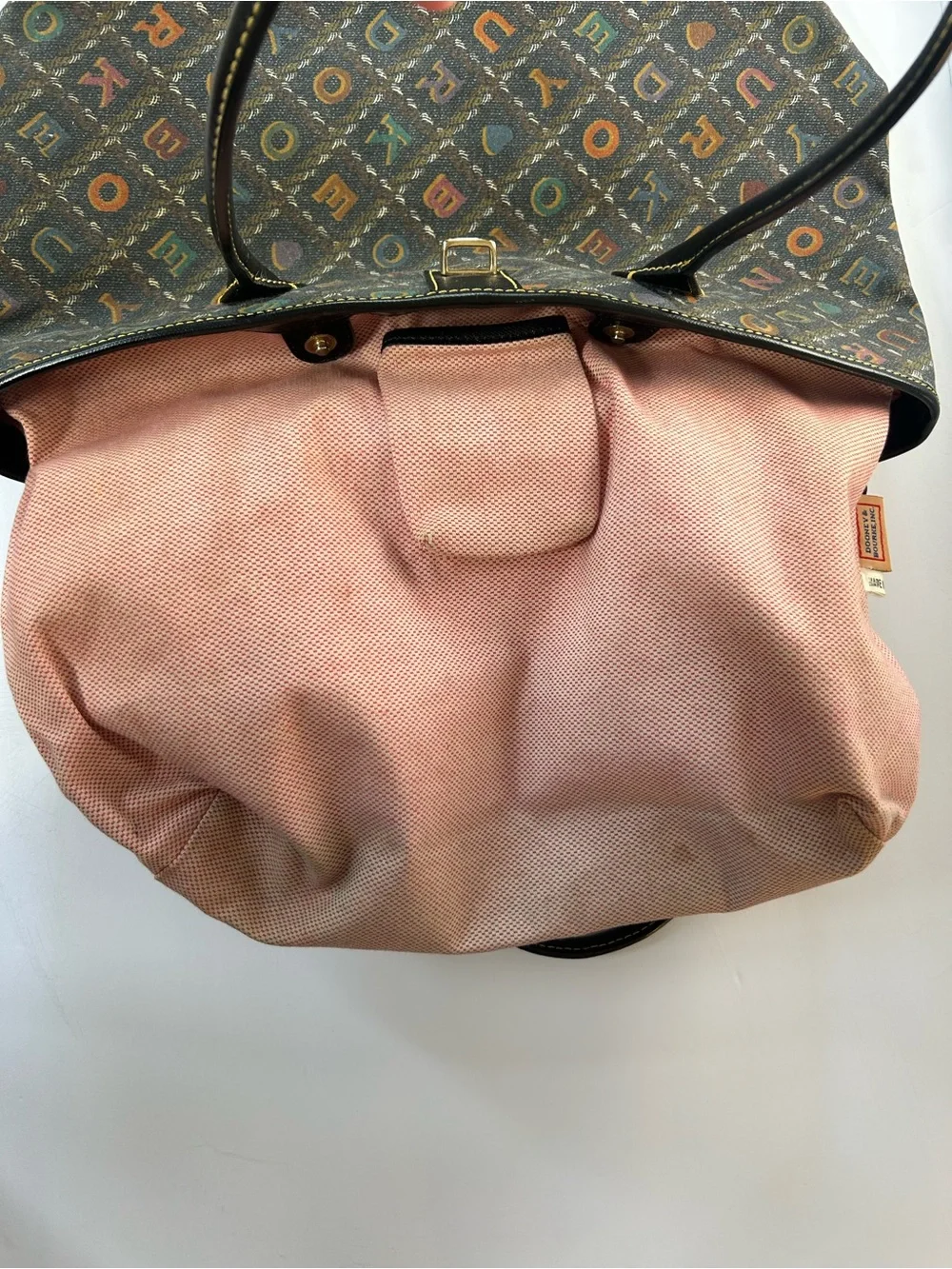 Dooney & Bourke Multicolor Monogram Tote with Black Trim